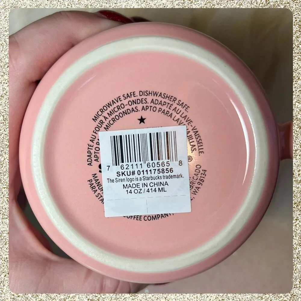🎄🐻 NWT 2025 Starbucks Holiday Pink Gingerbread 14oz Ceramic Mug w/ Lid - Picture 4 of 4